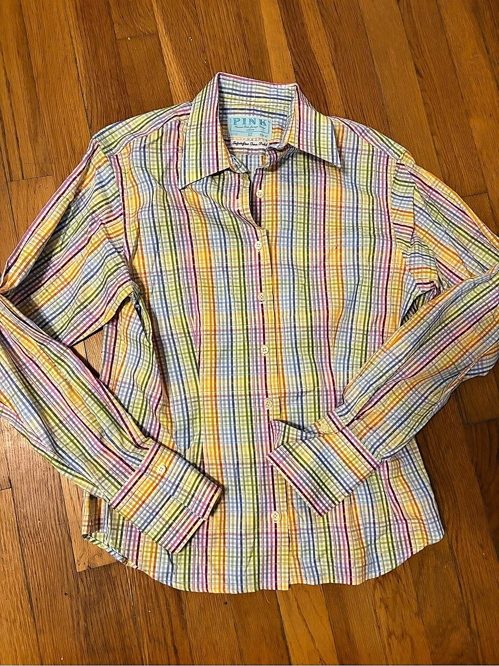 Thomas Pink Woman’s Plaid Button Down Shirt in Multicolor . Size 12